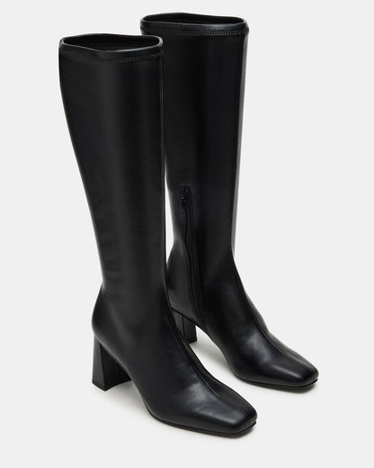 HOLLY Black Wide Calf Women's Knee-High Square-Toe Boot - Steve Madden