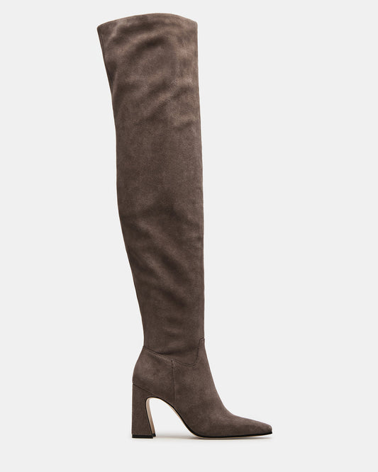 STRATUS Grey Suede Over-The-Knee Boot | Women's Boots - Steve Madden