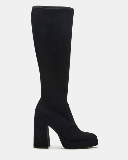 TWAIN Black Wide Calf Knee-High Block Heel Women's Boot - Steve Madden