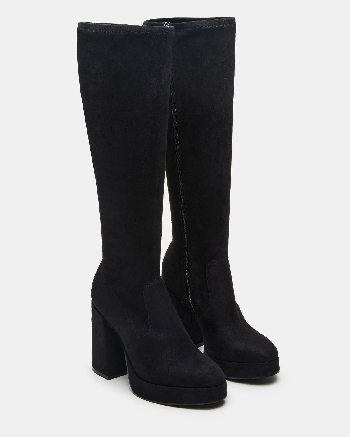 TWAIN Black Wide Calf Knee-High Block Heel Women's Boot - Steve Madden