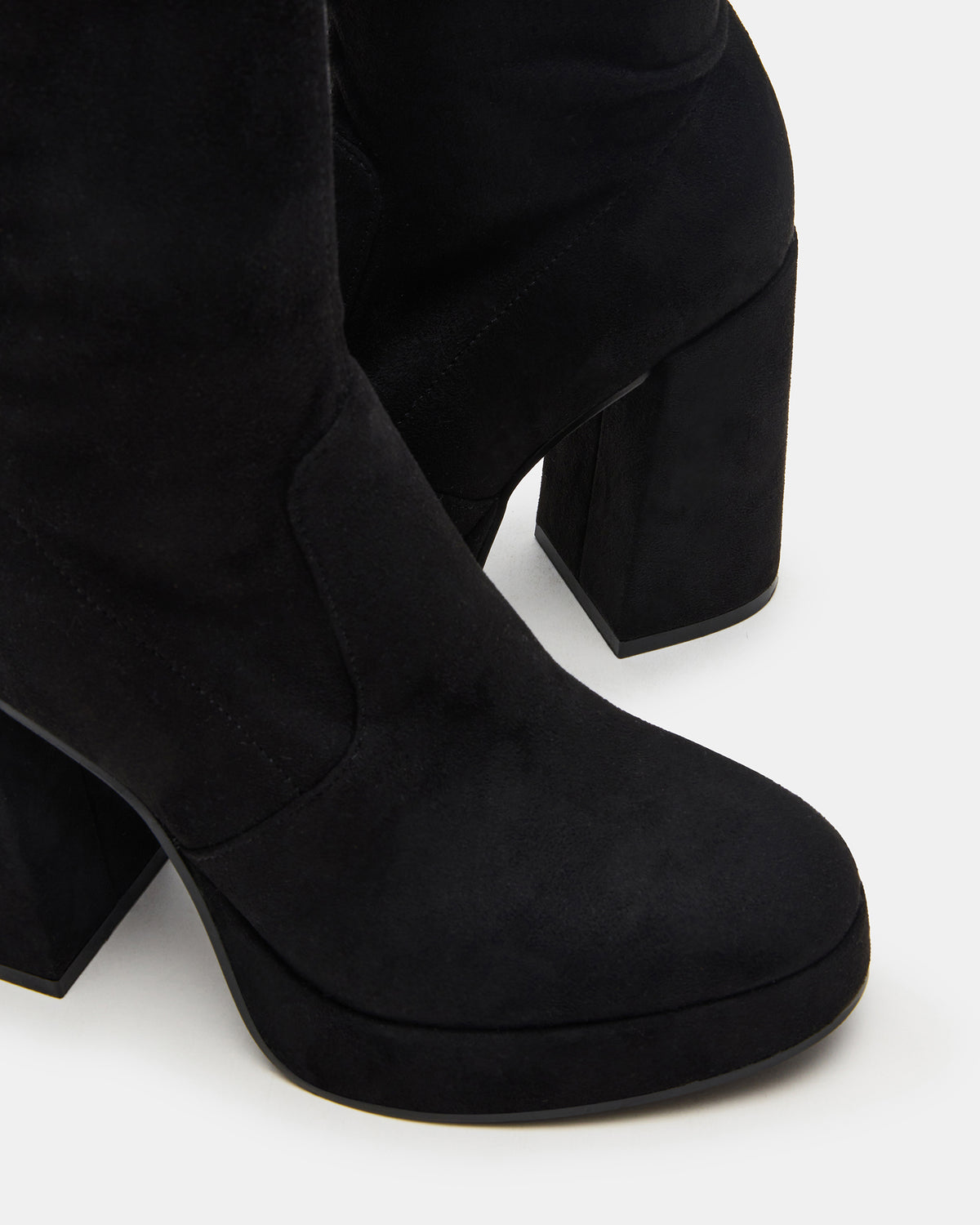 TWAIN Black Wide Calf Knee-High Block Heel Women's Boot - Steve Madden