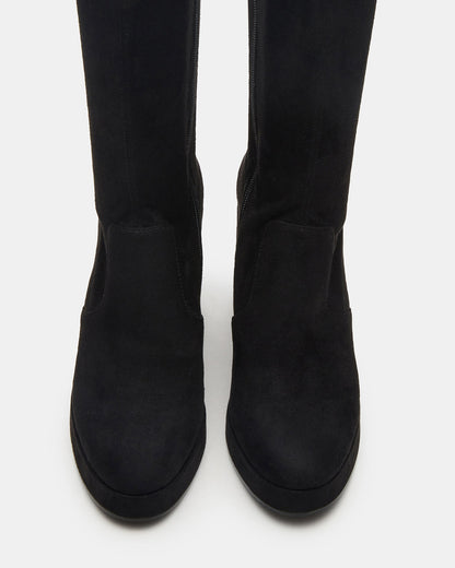 TWAIN Black Wide Calf Knee-High Block Heel Women's Boot - Steve Madden