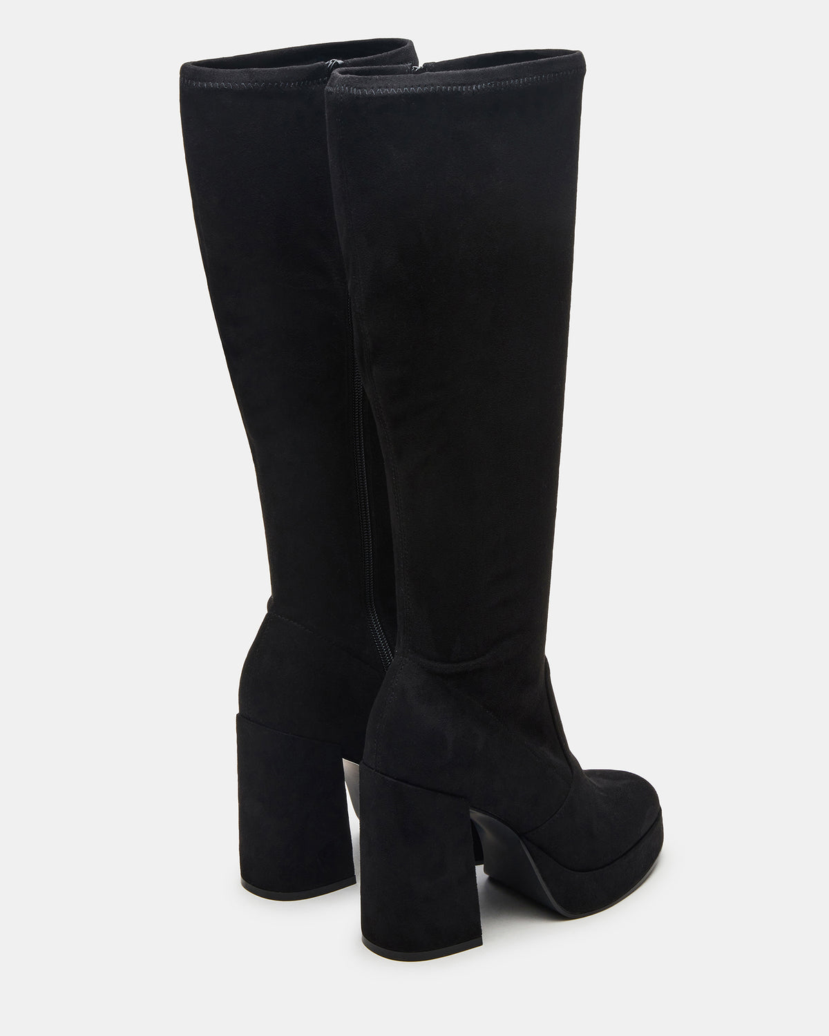 TWAIN Black Wide Calf Knee-High Block Heel Women's Boot - Steve Madden