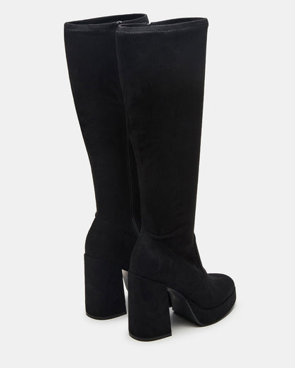TWAIN Black Wide Calf Knee-High Block Heel Women's Boot - Steve Madden