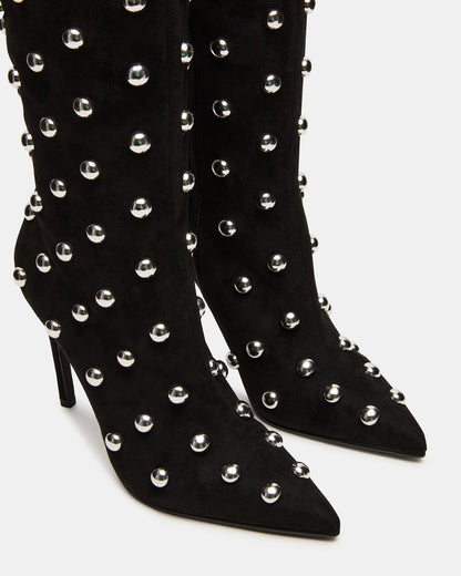 NITRO Black Studs Pointed-Toe Stiletto Heel Knee-High Women's Boots - Steve Madden
