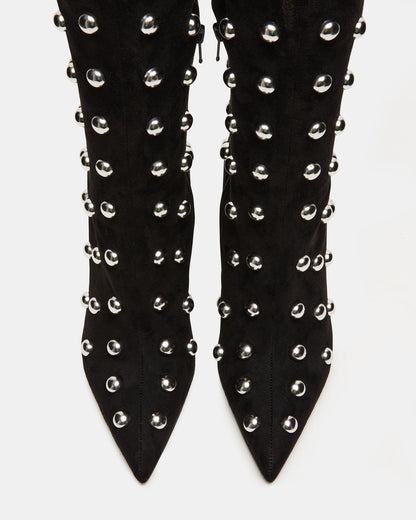 NITRO Black Studs Pointed-Toe Stiletto Heel Knee-High Women's Boots - Steve Madden