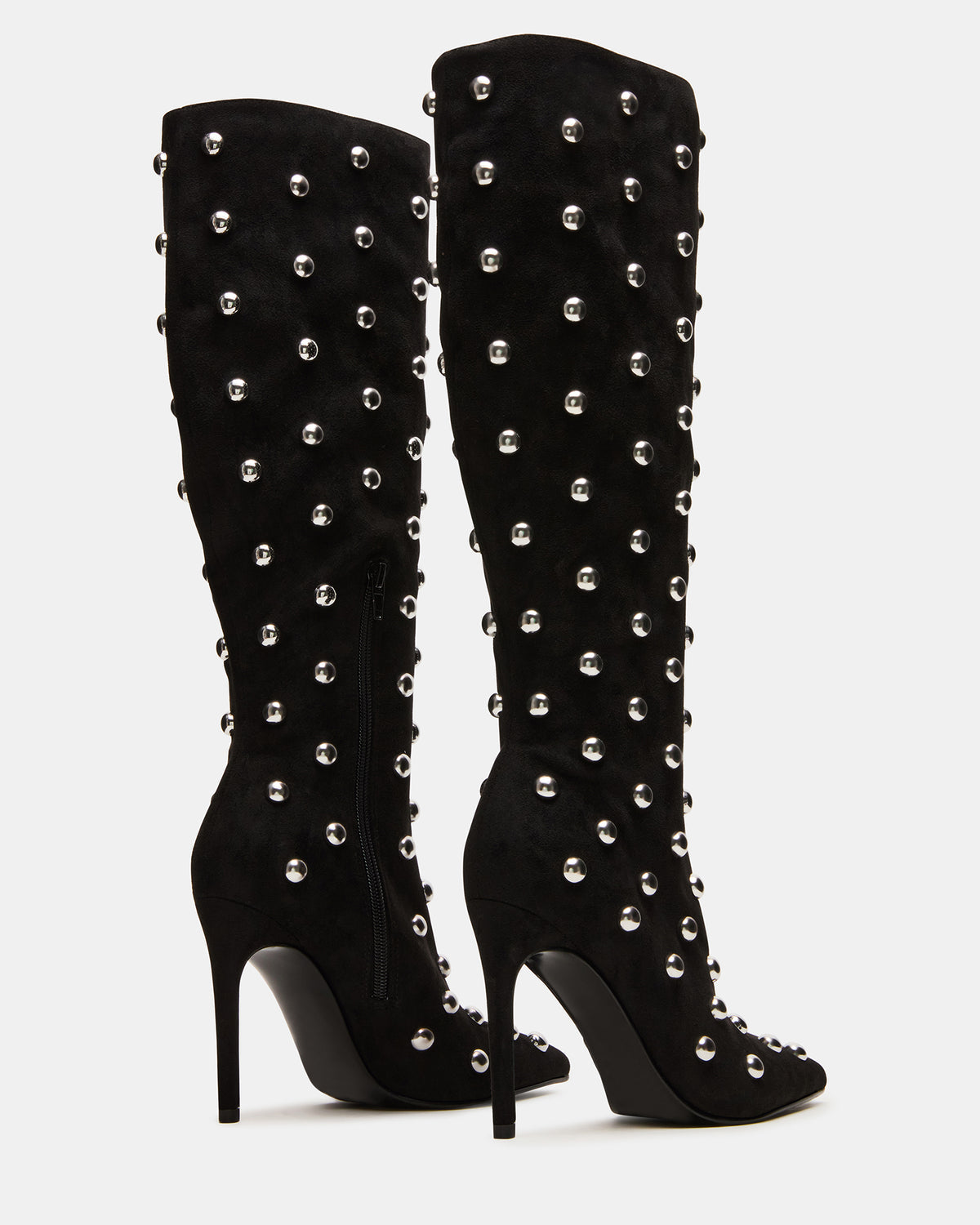 NITRO Black Studs Pointed-Toe Stiletto Heel Knee-High Women's Boots - Steve Madden