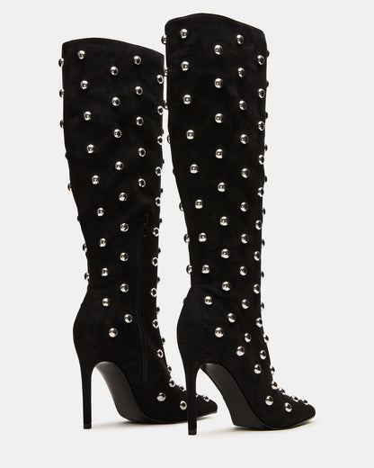 NITRO Black Studs Pointed-Toe Stiletto Heel Knee-High Women's Boots - Steve Madden