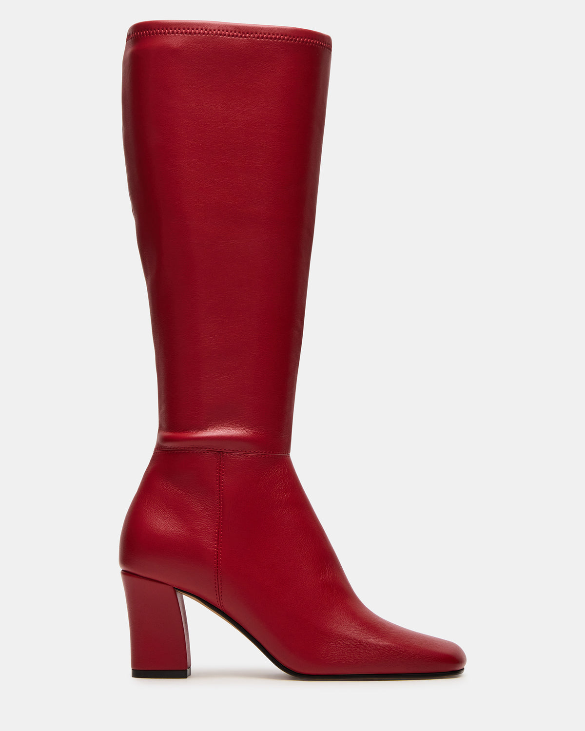 ELLIOT Red Square-Toe Knee-High Block Heel Women's Boot - Steve Madden