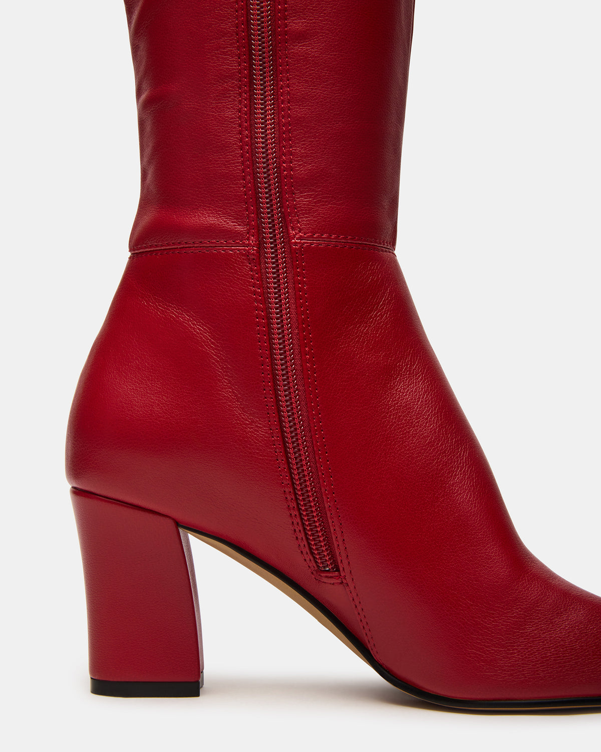 ELLIOT Red Square-Toe Knee-High Block Heel Women's Boot - Steve Madden