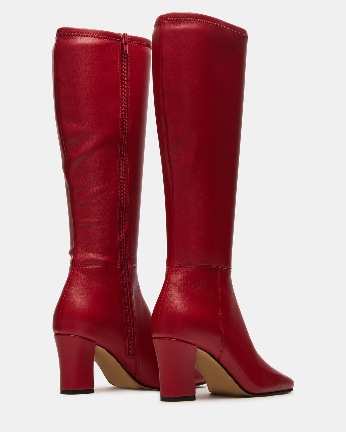 ELLIOT Red Square-Toe Knee-High Block Heel Women's Boot - Steve Madden