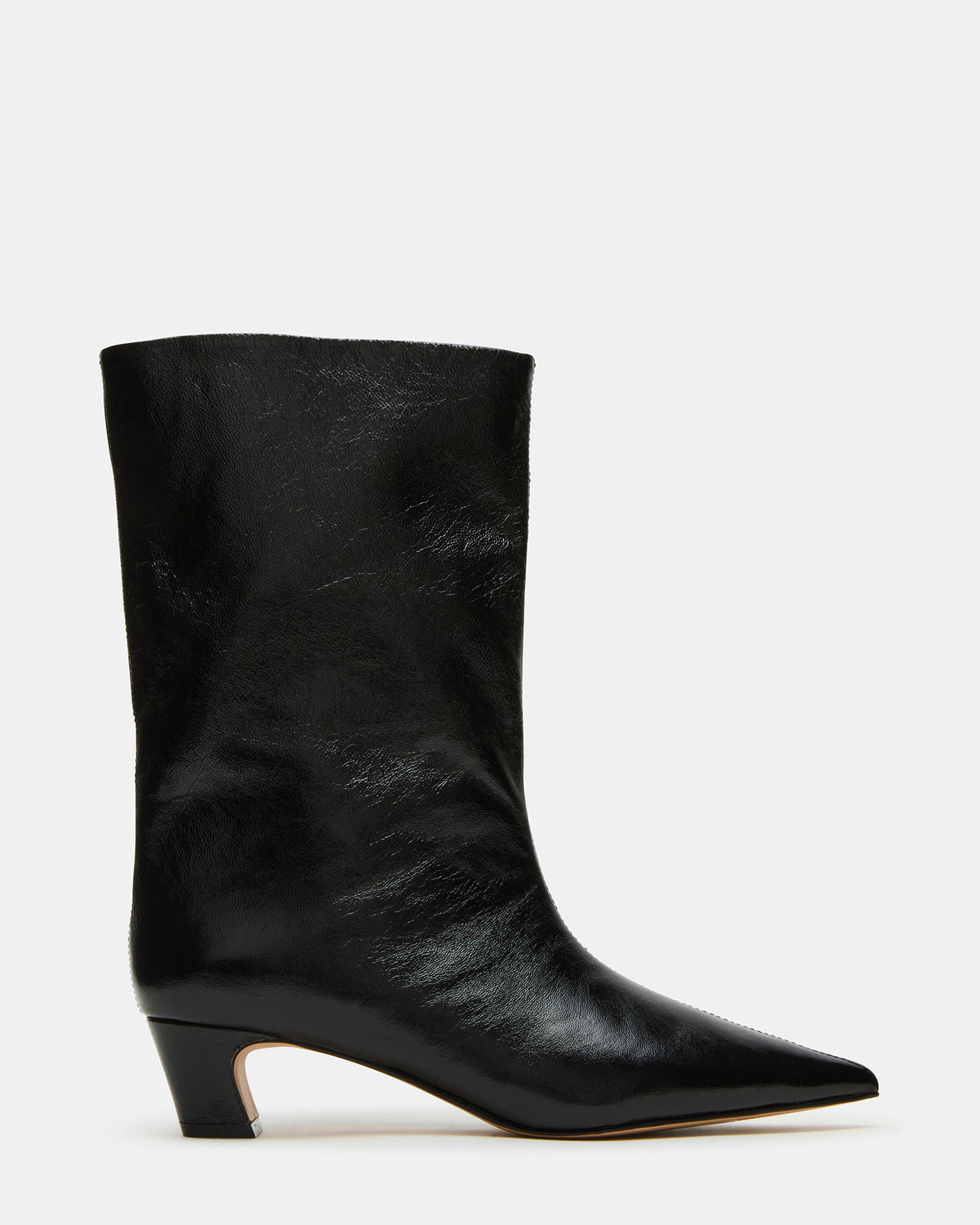 LYTTON Black Patent Pointed-Toe Kitten Heel Women's Ankle Boot - Steve Madden