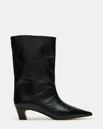 LYTTON Black Patent Pointed-Toe Kitten Heel Women's Ankle Boot - Steve Madden