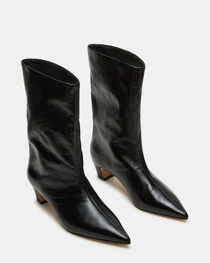 LYTTON Black Patent Pointed-Toe Kitten Heel Women's Ankle Boot - Steve Madden