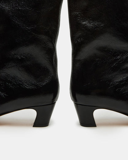 LYTTON Black Patent Pointed-Toe Kitten Heel Women's Ankle Boot - Steve Madden