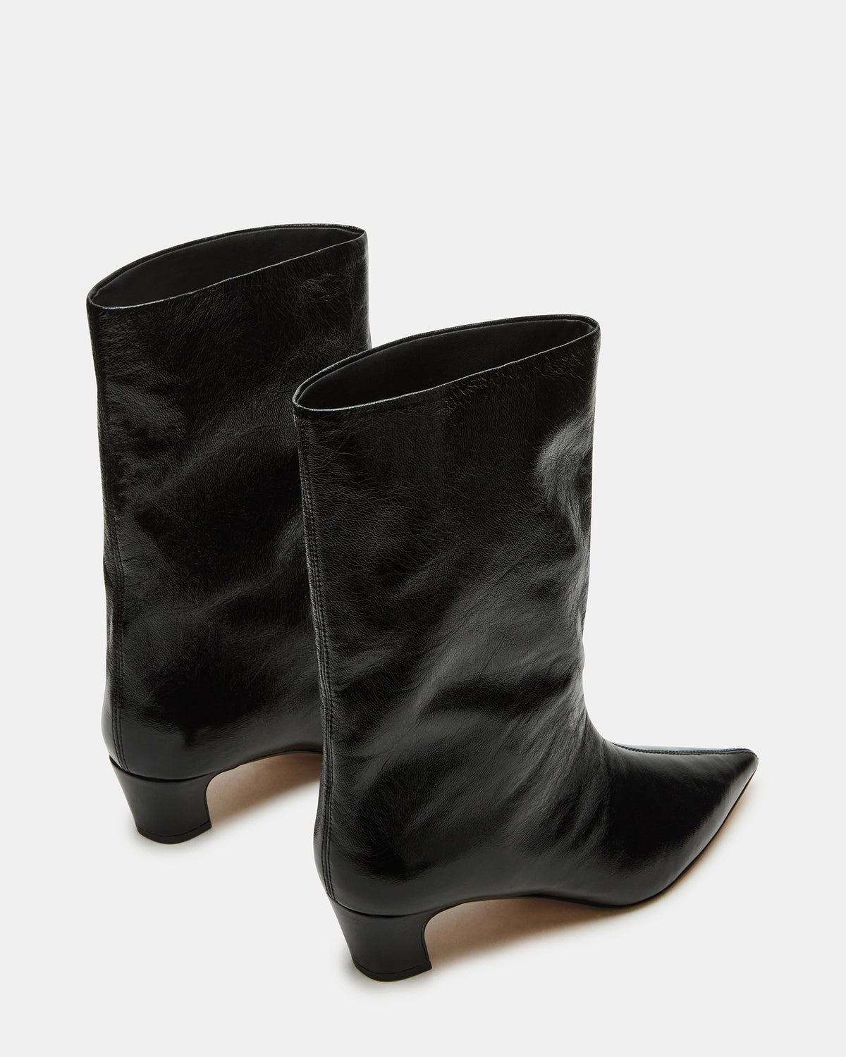 LYTTON Black Patent Pointed-Toe Kitten Heel Women's Ankle Boot - Steve Madden