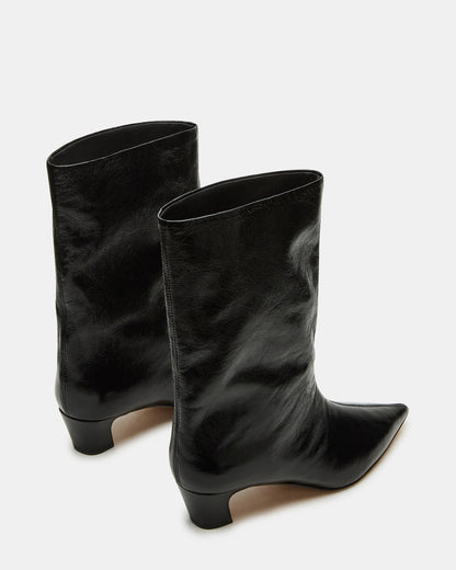 LYTTON Black Patent Pointed-Toe Kitten Heel Women's Ankle Boot - Steve Madden