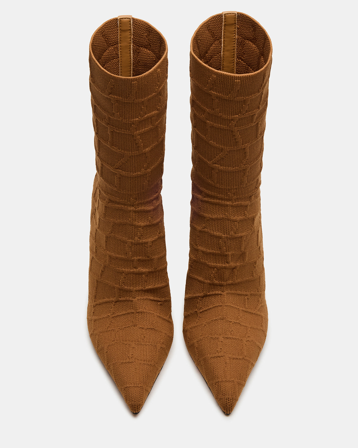 MIDNITE Tan Crocodile Pointed-Toe Stiletto Heel Sock Women's Ankle Boot - Steve Madden