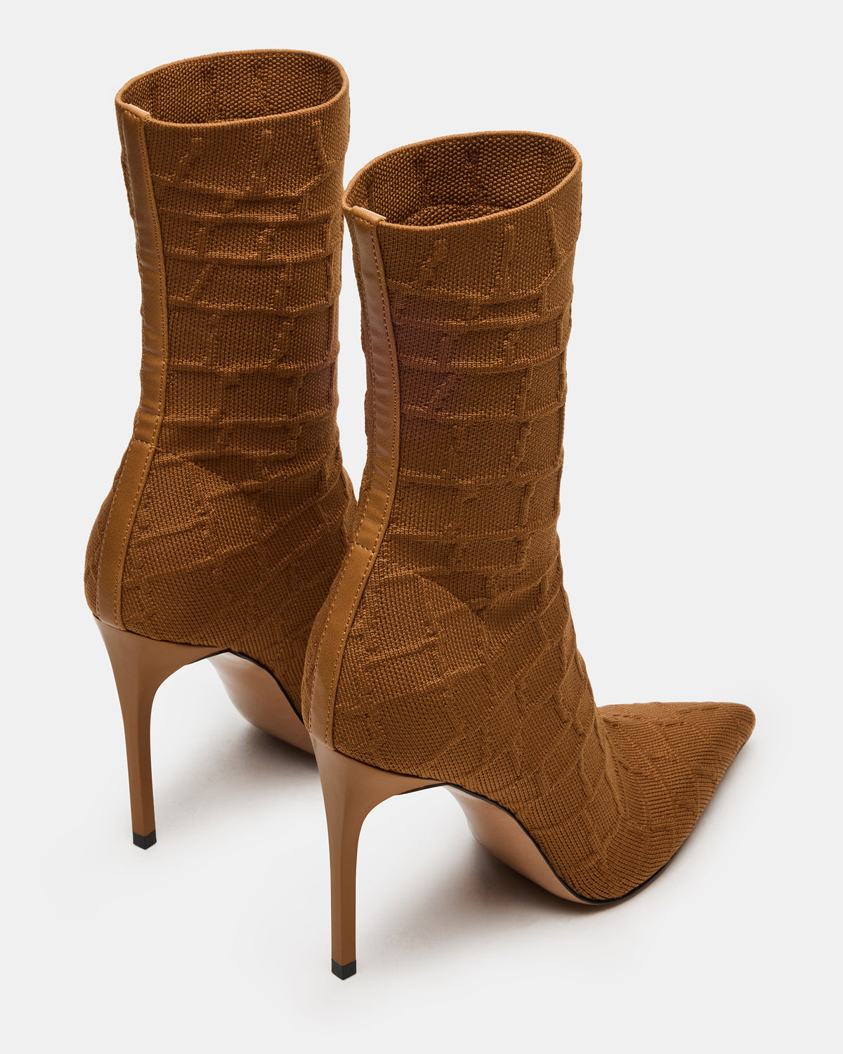 MIDNITE Tan Crocodile Pointed-Toe Stiletto Heel Sock Women's Ankle Boot - Steve Madden