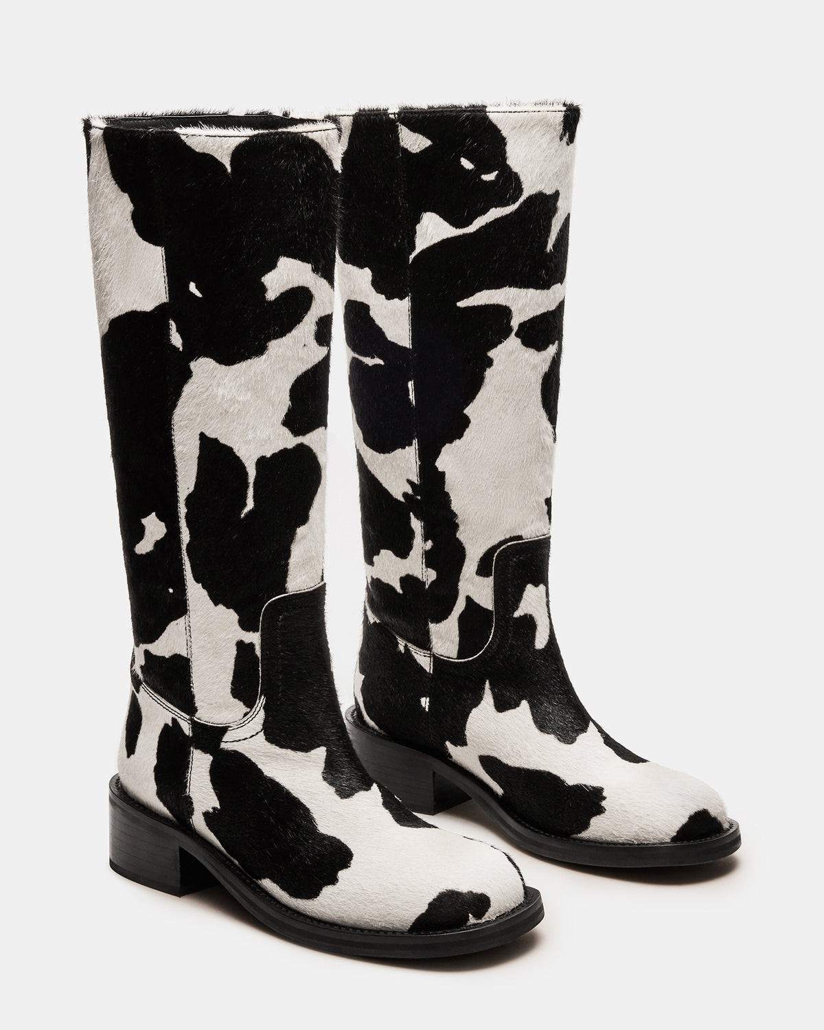 RIGGS Black Cow Print Square-Toe Women's Boot - Steve Madden