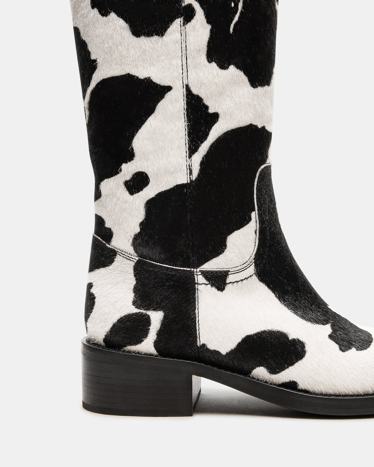 RIGGS Black Cow Print Square-Toe Women's Boot - Steve Madden