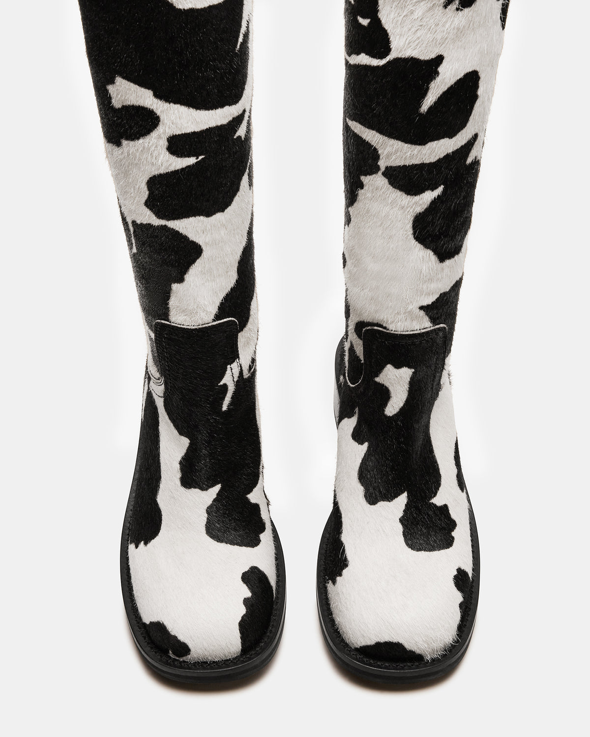 RIGGS Black Cow Print Square-Toe Women's Boot - Steve Madden