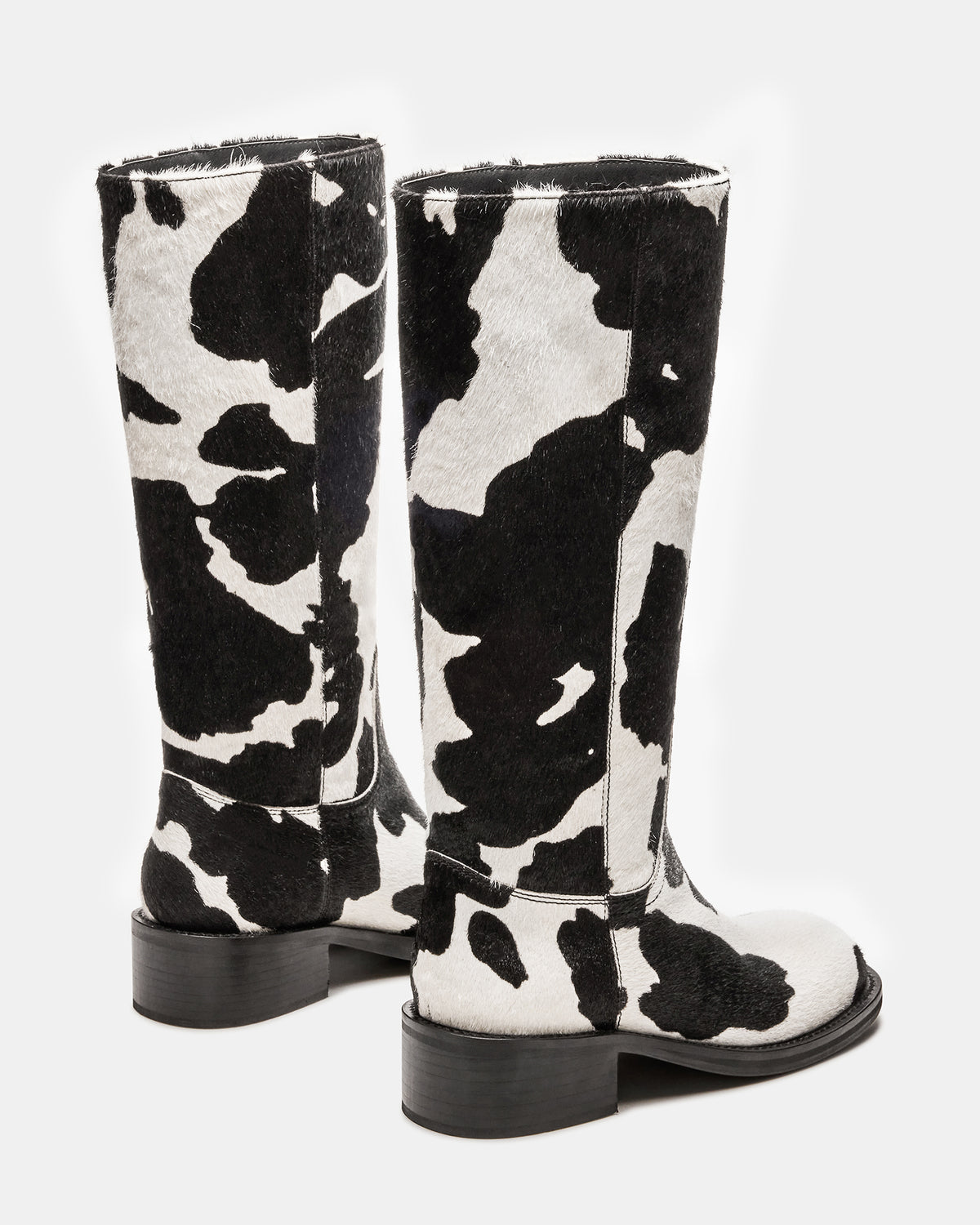 RIGGS Black Cow Print Square-Toe Women's Boot - Steve Madden