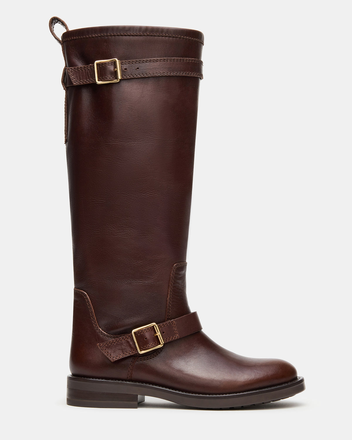 SADY Brown Leather Knee-High Rounded Toe Women's Boot - Steve Madden