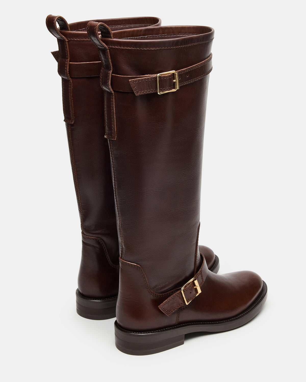 SADY Brown Leather Knee-High Rounded Toe Women's Boot - Steve Madden