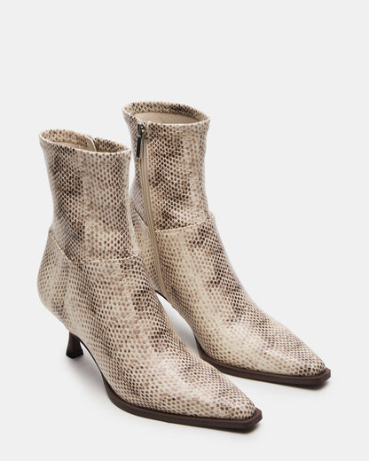 STASIA Natural Snake Pointed-Toe Kitten Heel Women's Ankle Boot - Steve Madden
