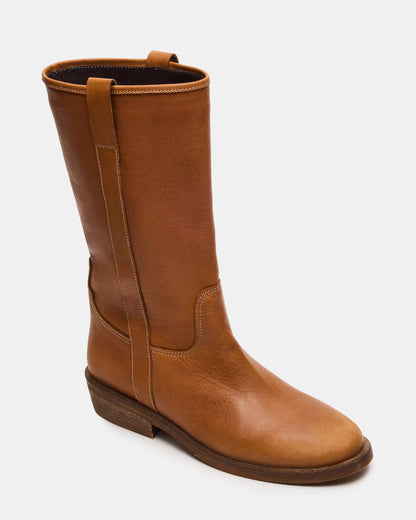 DUNSTER Tan Leather Wood Bottom Women's Boot - Steve Madden