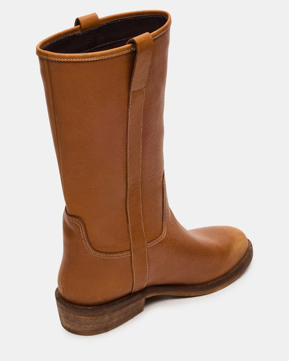 DUNSTER Tan Leather Wood Bottom Women's Boot - Steve Madden