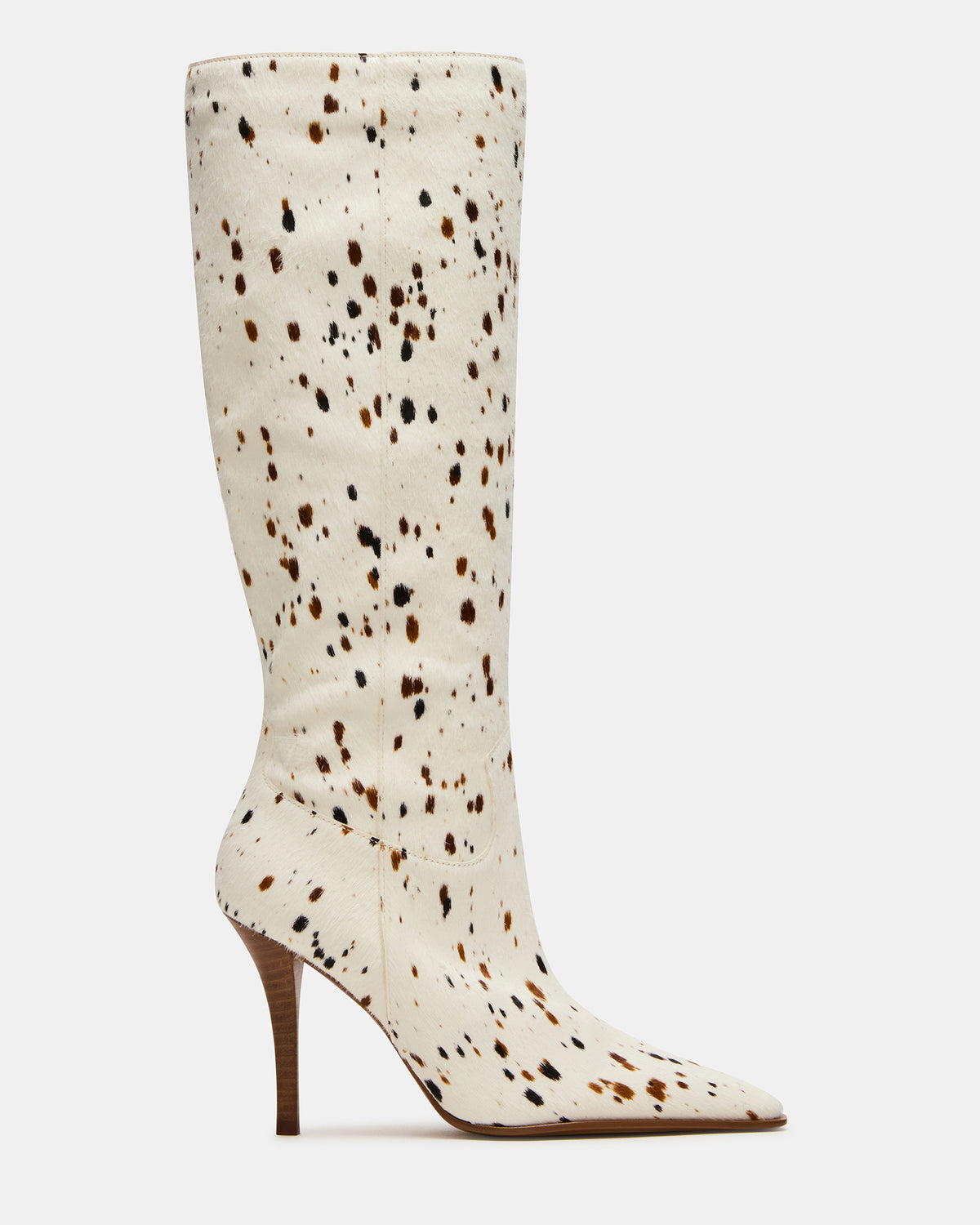 WESCOT Brown Cow Print quare-Toe Knee-High Heeled Women's Boot - Steve Madden