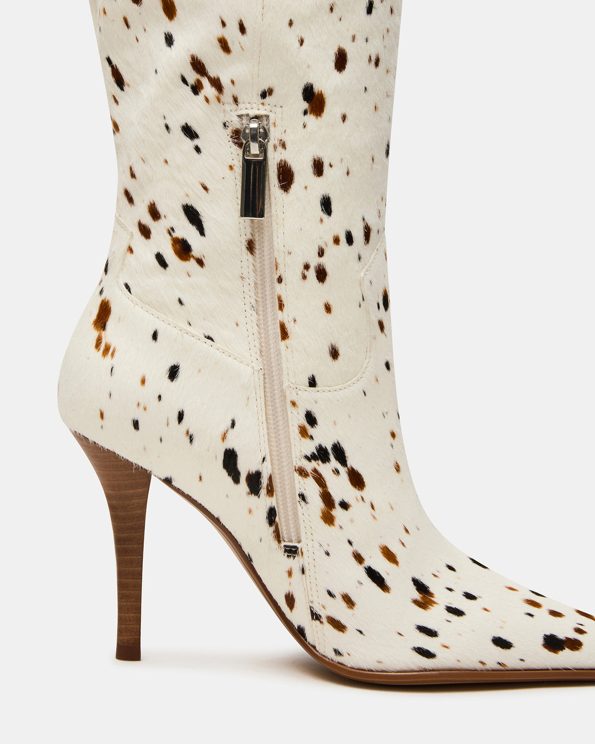 WESCOT Brown Cow Print quare-Toe Knee-High Heeled Women's Boot - Steve Madden