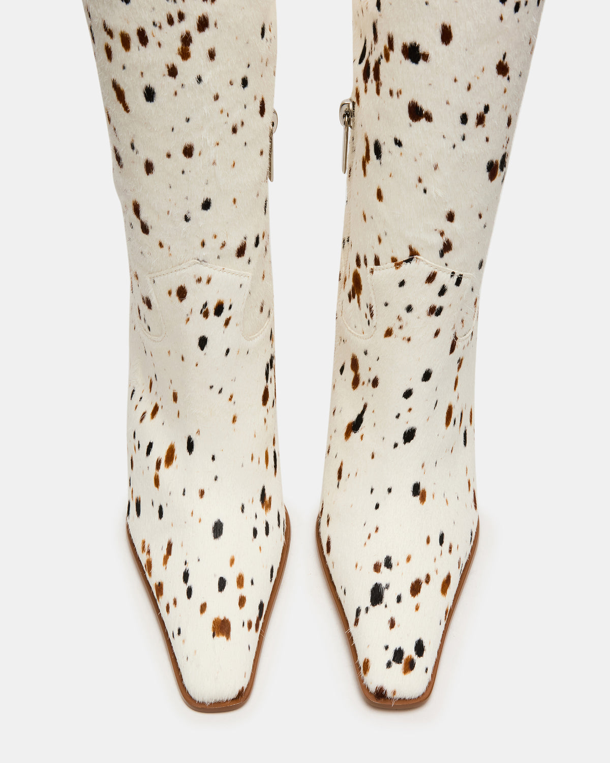 WESCOT Brown Cow Print quare-Toe Knee-High Heeled Women's Boot - Steve Madden