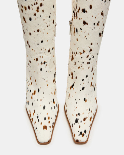 WESCOT Brown Cow Print quare-Toe Knee-High Heeled Women's Boot - Steve Madden