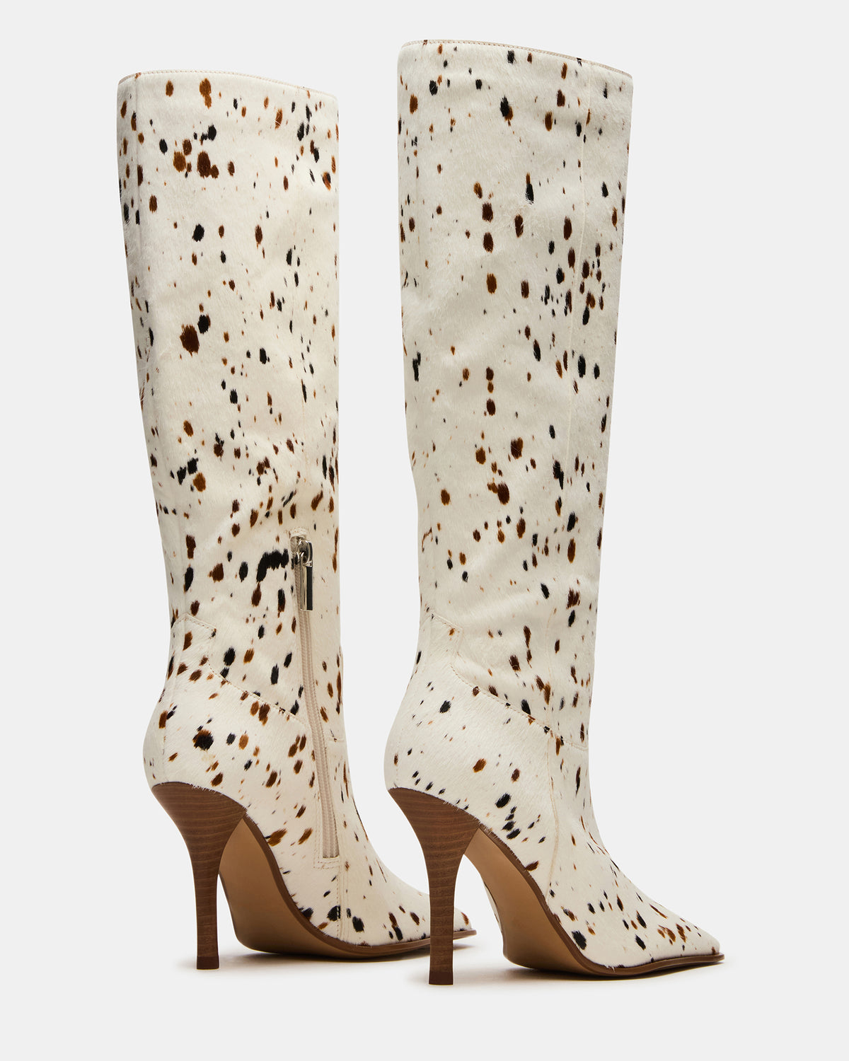 WESCOT Brown Cow Print quare-Toe Knee-High Heeled Women's Boot - Steve Madden