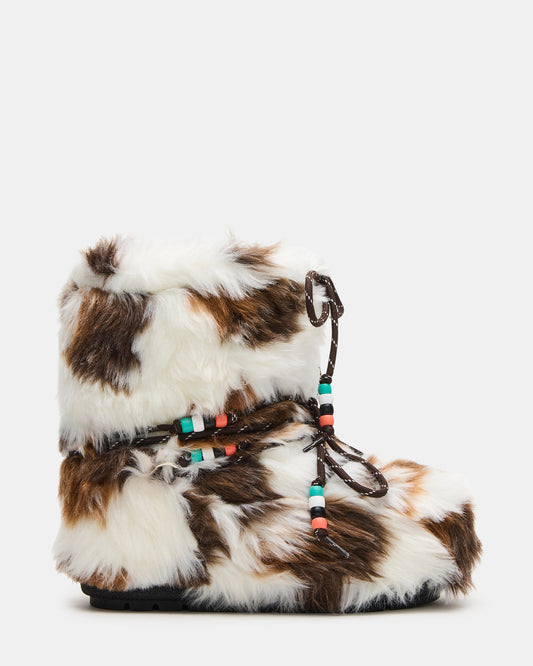 MIRO Brown Multi Faux Fur Chunky Lace-Up Women's Bootie - Steve Madden