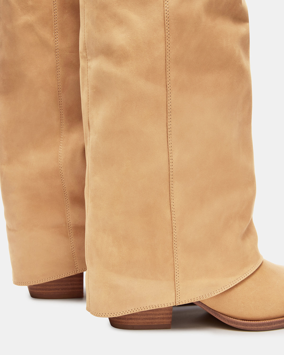 WINNICK Banana Leather Knee-High Cuffed Fold-Over Block Heel Women's Boot - Steve Madden
