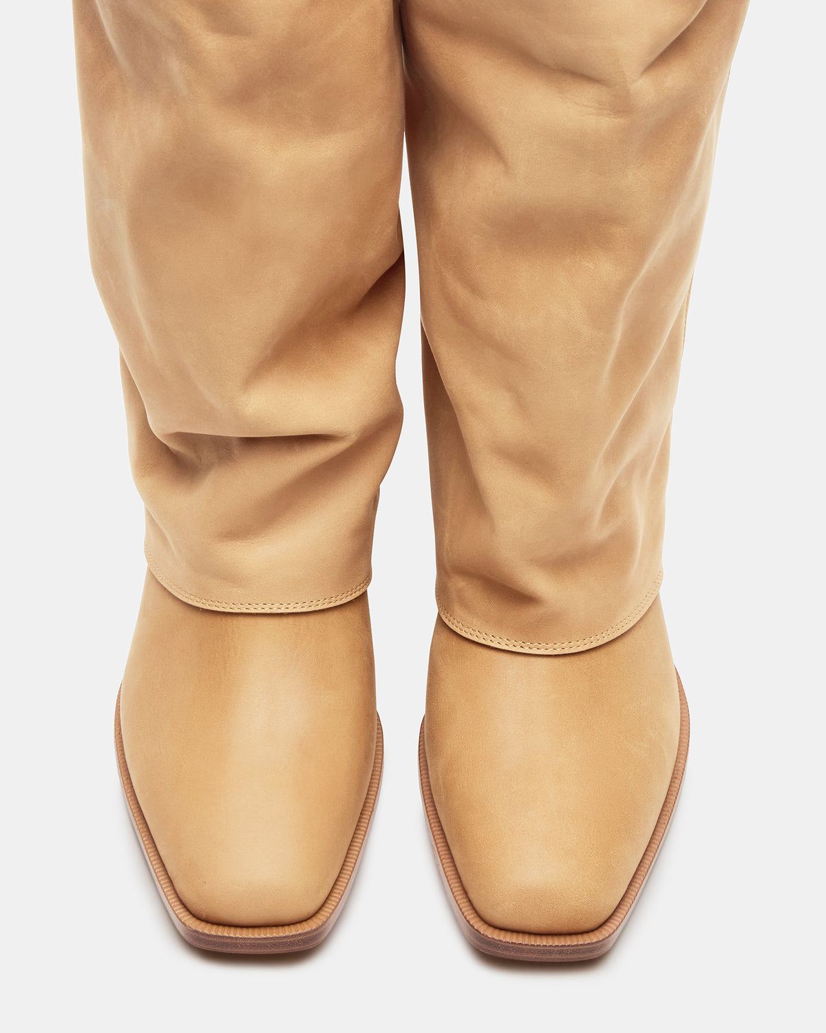 WINNICK Banana Leather Knee-High Cuffed Fold-Over Block Heel Women's Boot - Steve Madden