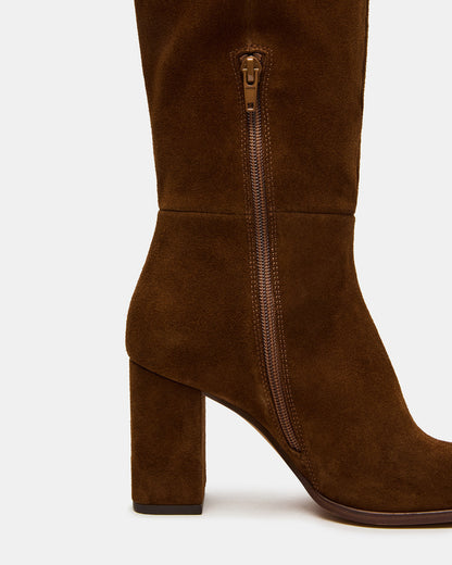 WINSLET Chestnut Suede Knee-High Block Heel Women's Boot - Steve Madden