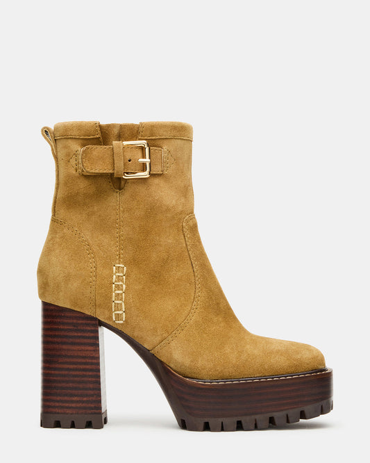 SUMMIT Olive Suede Platform Lug Block Heel Women's Ankle Boot - Steve Madden