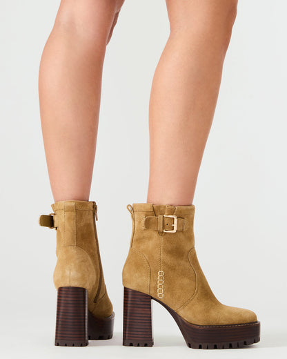 SUMMIT Olive Suede Platform Lug Block Heel Women's Ankle Boot - Steve Madden