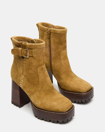 SUMMIT Olive Suede Platform Lug Block Heel Women's Ankle Boot - Steve Madden