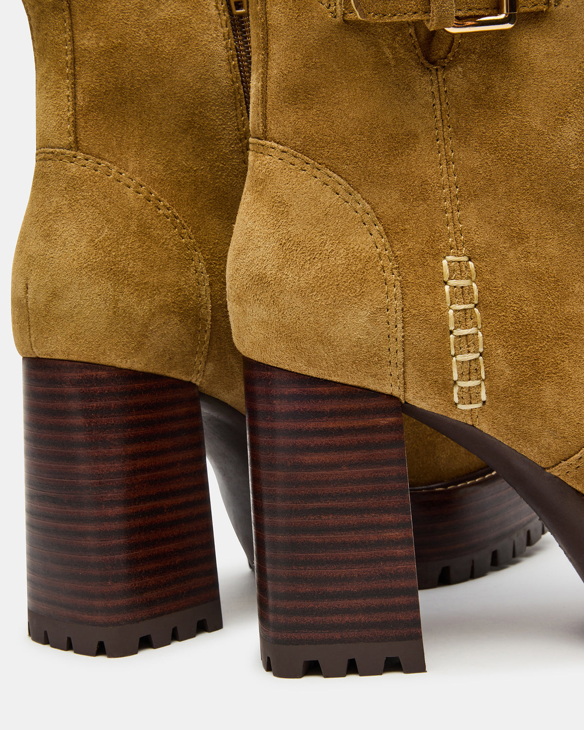 SUMMIT Olive Suede Platform Lug Block Heel Women's Ankle Boot - Steve Madden