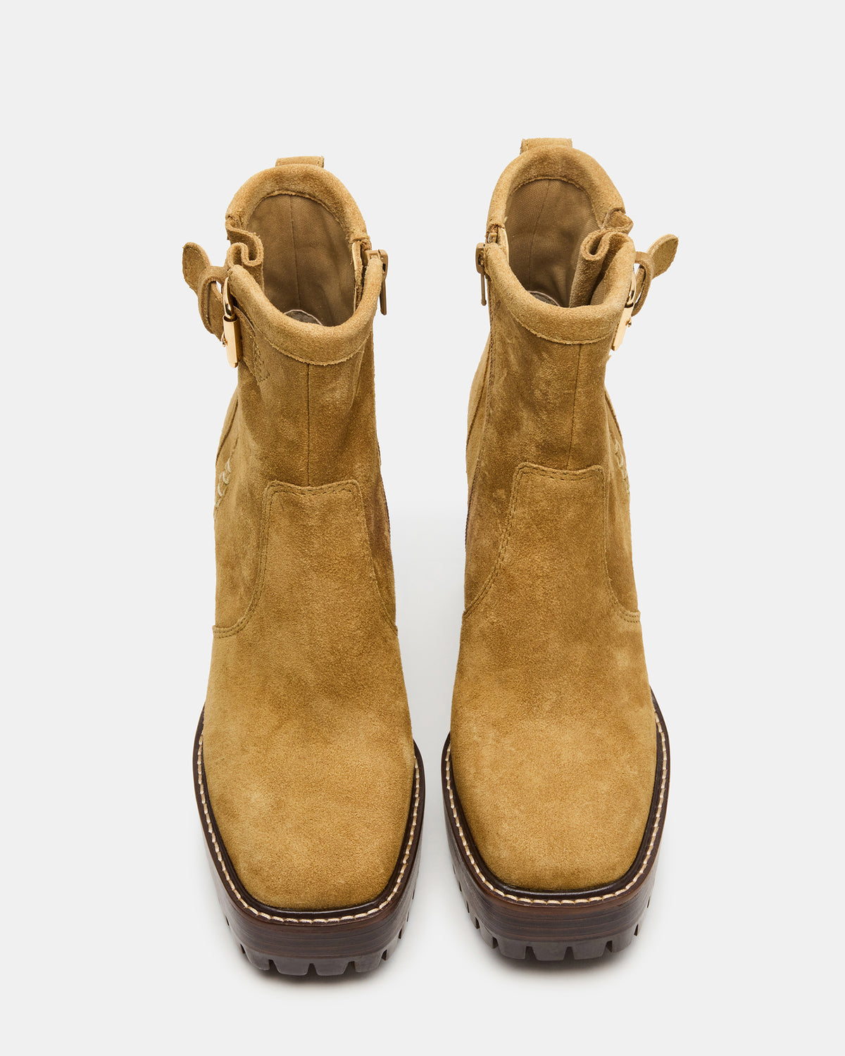 SUMMIT Olive Suede Platform Lug Block Heel Women's Ankle Boot - Steve Madden