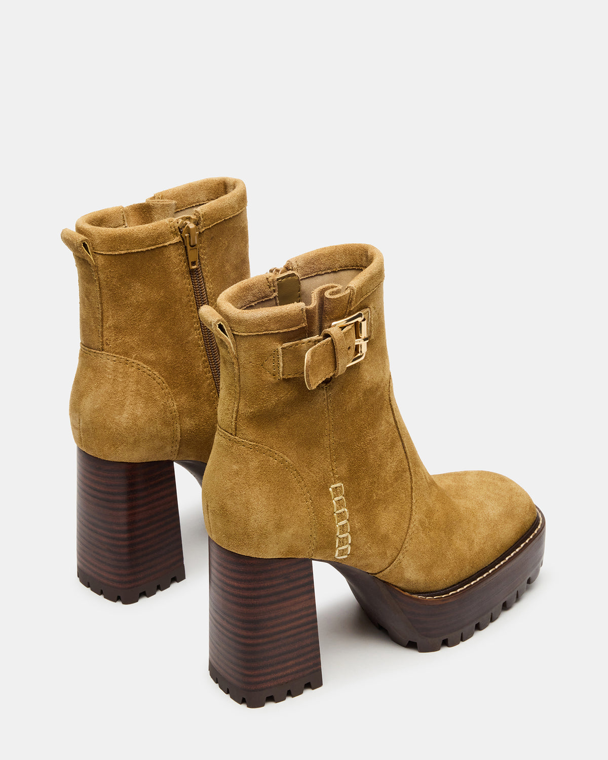 SUMMIT Olive Suede Platform Lug Block Heel Women's Ankle Boot - Steve Madden