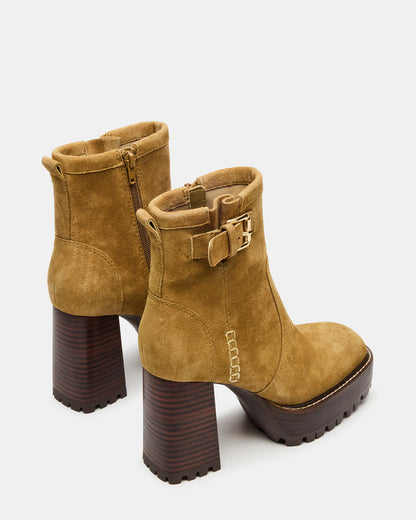 SUMMIT Olive Suede Platform Lug Block Heel Women's Ankle Boot - Steve Madden