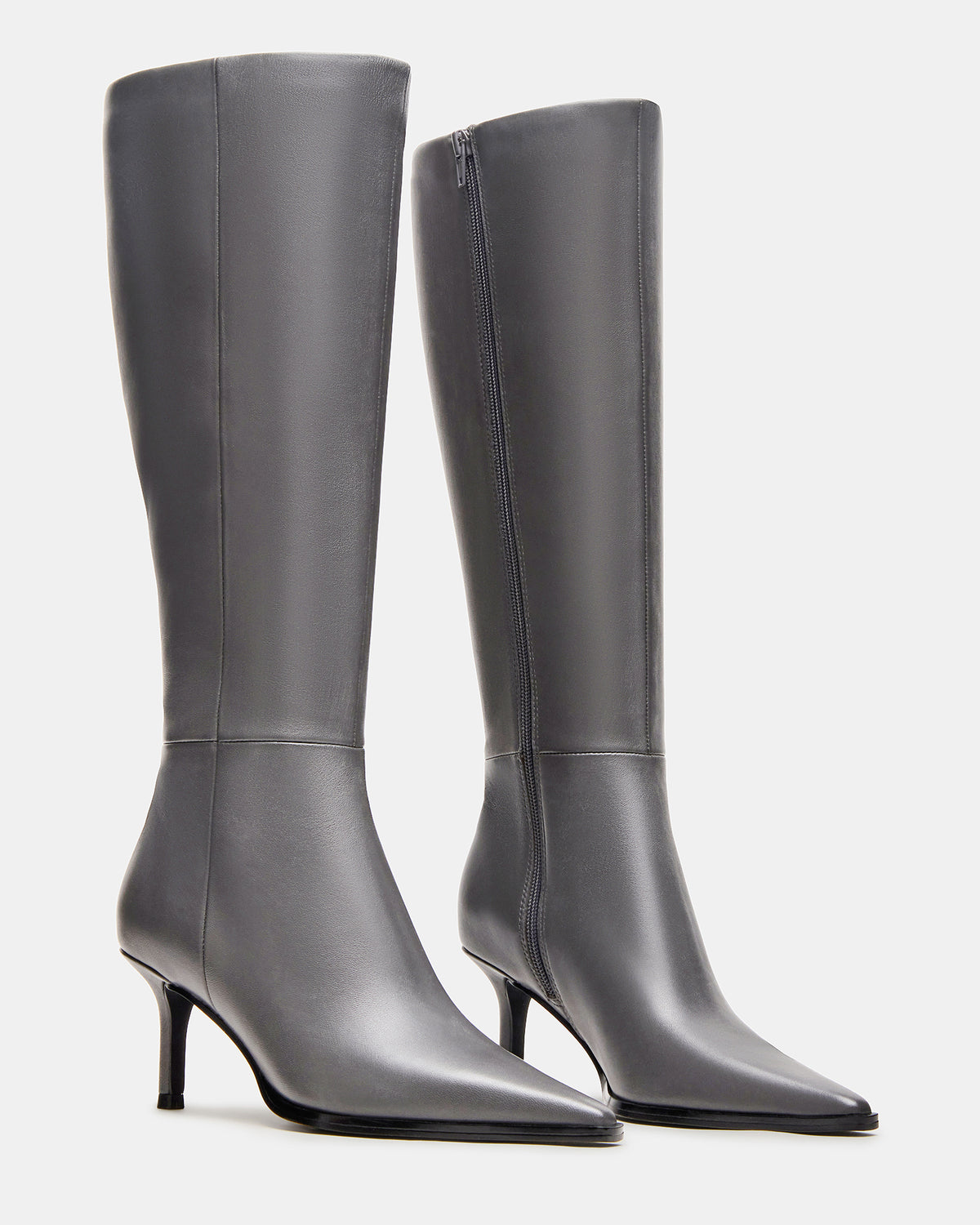LINGO Grey Leather Pointed-Toe Knee-High Women's Boot - Steve Madden