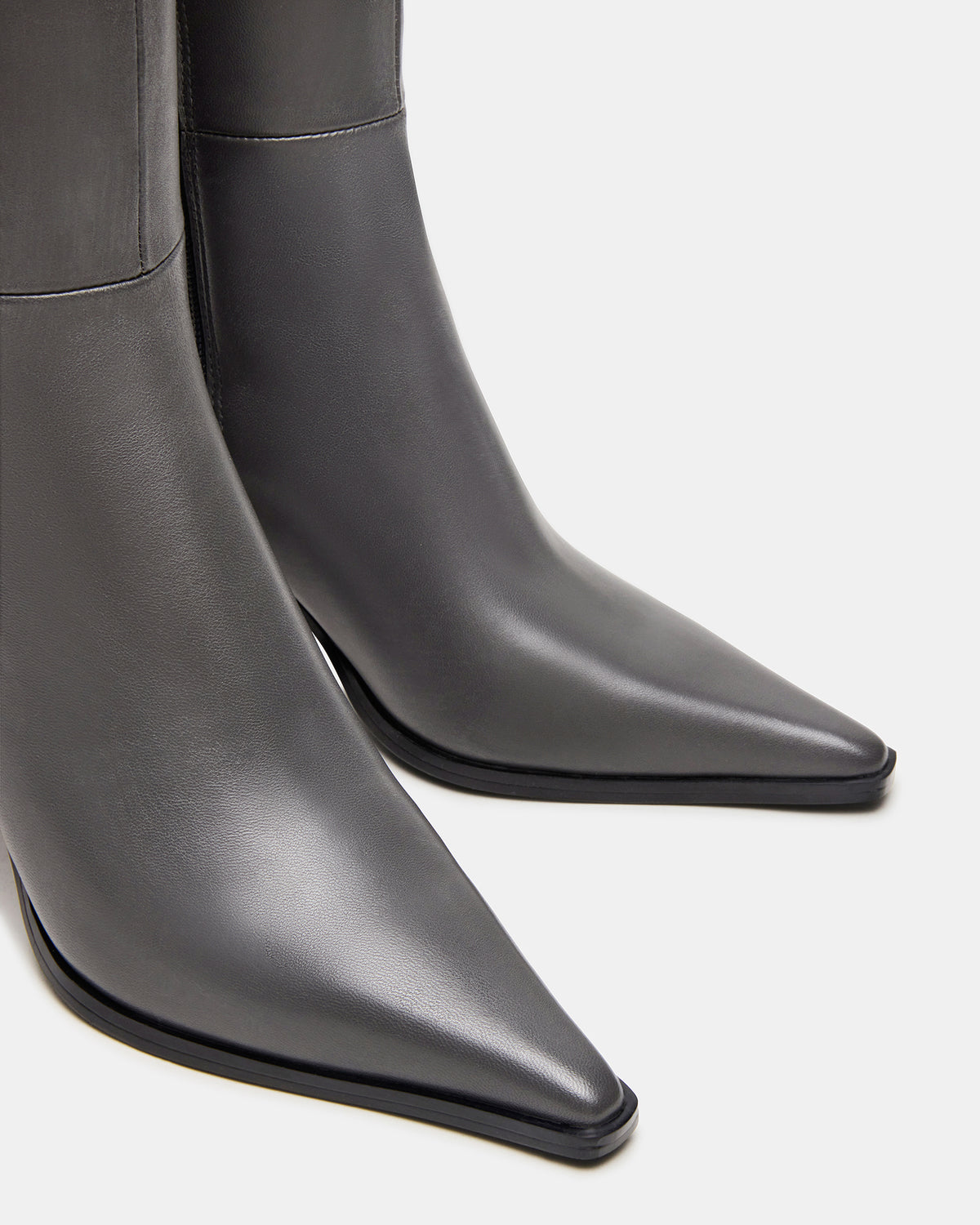 LINGO Grey Leather Pointed-Toe Knee-High Women's Boot - Steve Madden